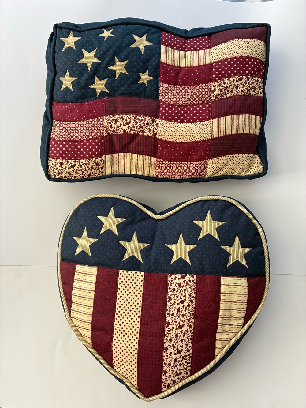 Patriotic Patchwork Throw & 2 throw Pillows - "Americana" $110